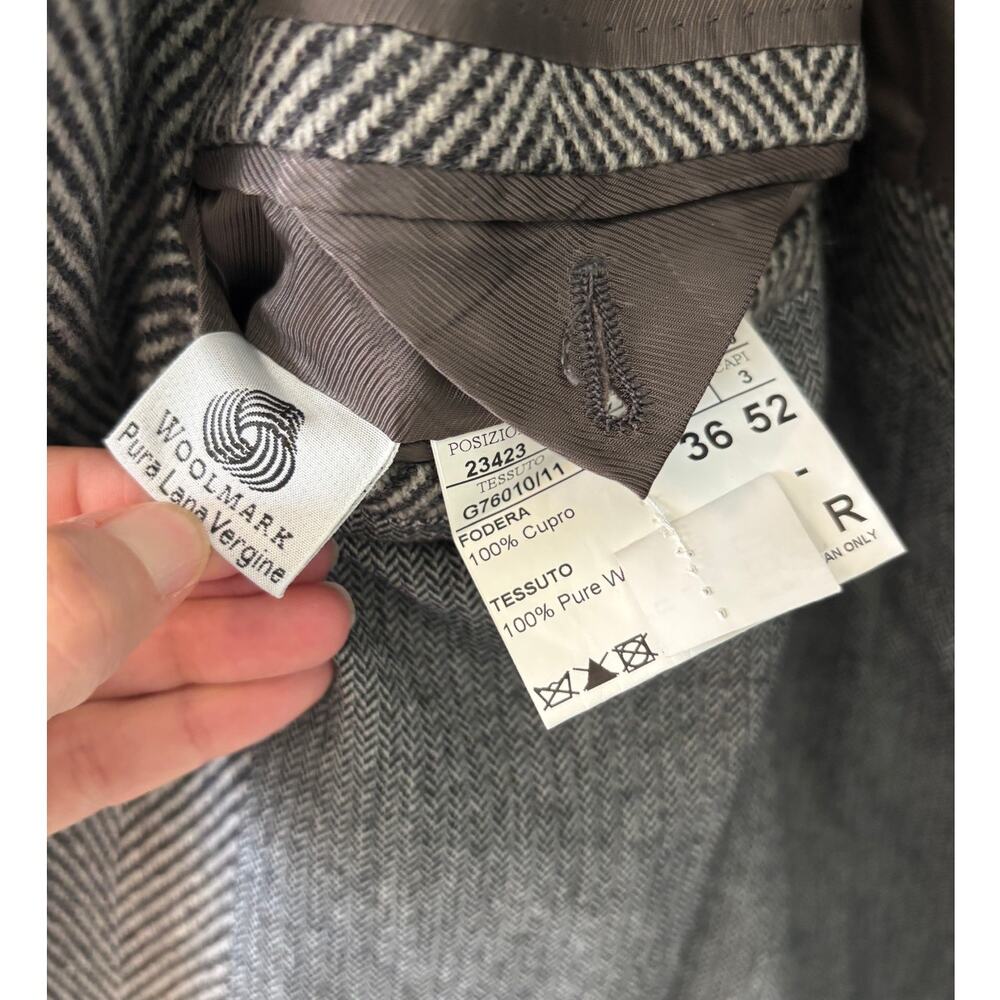 Canali Italian Herringbone Wool Coat Mens Size 36 52 - Picture 6 of 11